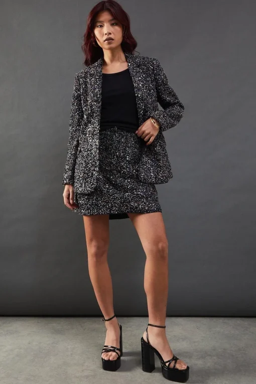 Premium Sequin Boucle Mini Skirt