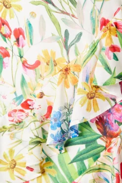 Printed Chiffon Ruffle Maxi Dress