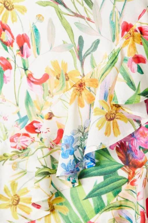 Printed Chiffon Ruffle Maxi Dress
