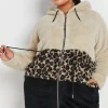 Printed Colour Block Fleece Jacket