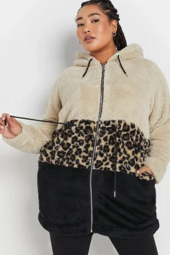 Printed Colour Block Fleece Jacket