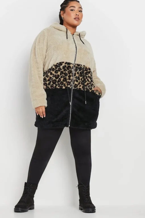 Printed Colour Block Fleece Jacket