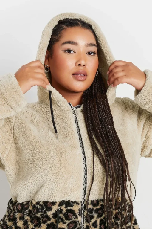 Printed Colour Block Fleece Jacket