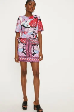 Printed Crepe Mini Skirt