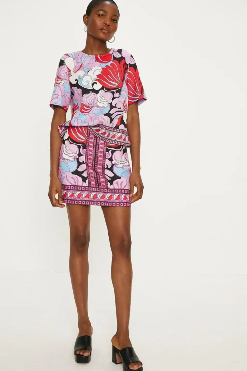 Printed Crepe Mini Skirt