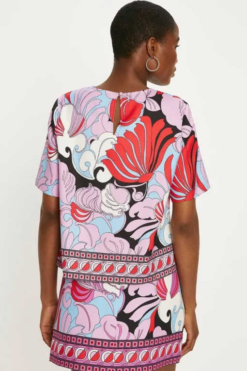 Printed Crepe Mini Skirt