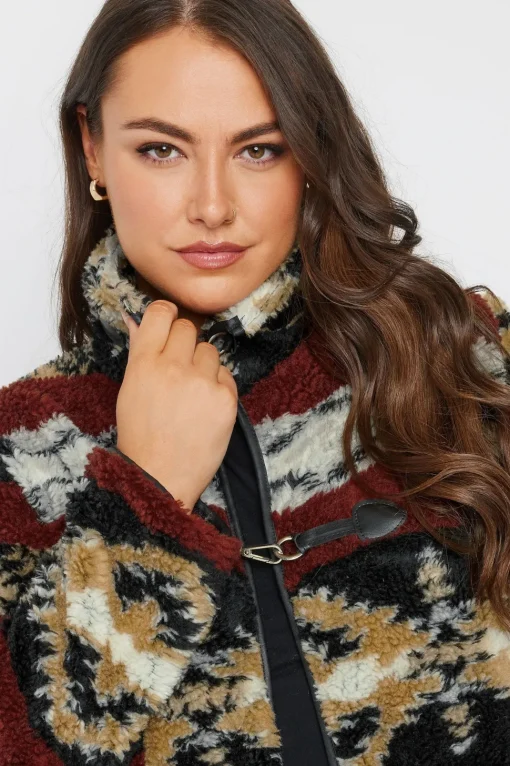 Printed Faux Fur Toggle Jacket