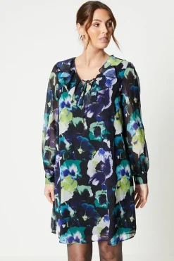Printed Frill Shift Dress