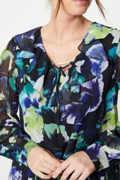 Printed Frill Shift Dress