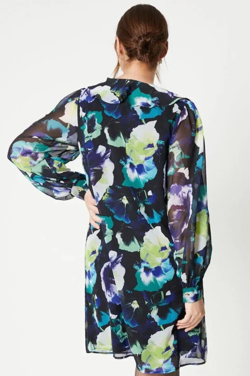 Printed Frill Shift Dress