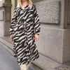 Printed Long Sleeve Shirt Dress