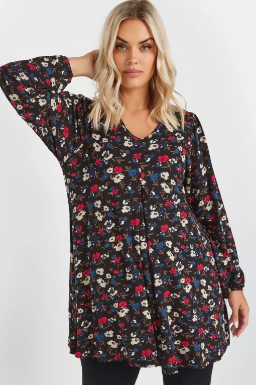 Printed Pleat Front Top