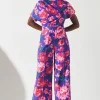 Printed Pleat Off The Shoulder Jumpsuit