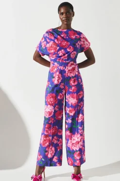 Printed Pleat Off The Shoulder Jumpsuit