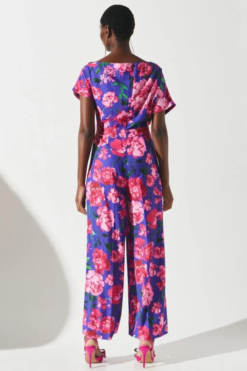 Printed Pleat Off The Shoulder Jumpsuit