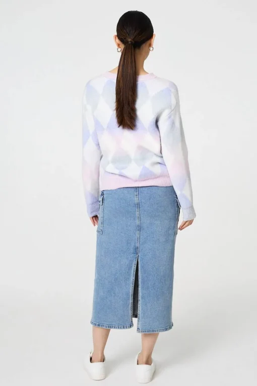 Printed Relaxed Fit Round Neck Jumper