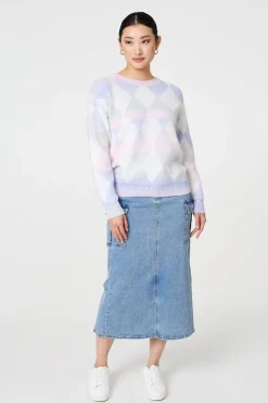 Printed Relaxed Fit Round Neck Jumper