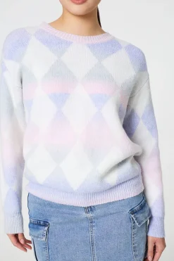 Printed Relaxed Fit Round Neck Jumper