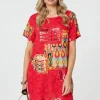 Printed Round Neck Relaxed Shift Dress