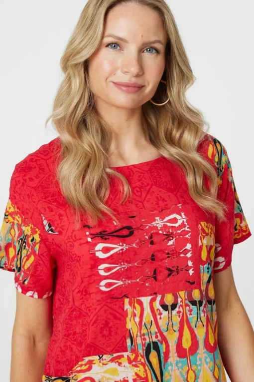 Printed Round Neck Relaxed Shift Dress