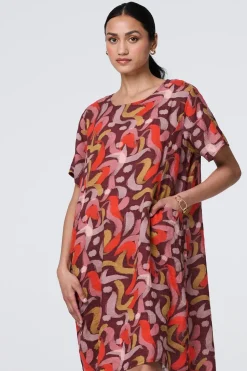 Printed Round Neck Tunic Dress