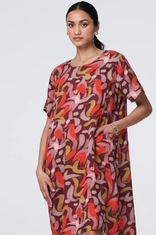Printed Round Neck Tunic Dress