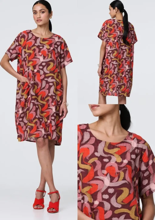 Printed Round Neck Tunic Dress