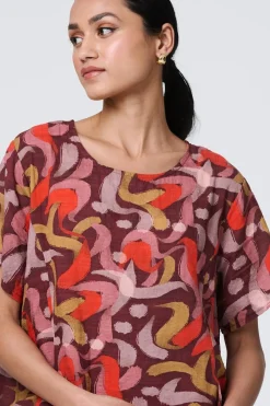 Printed Round Neck Tunic Dress