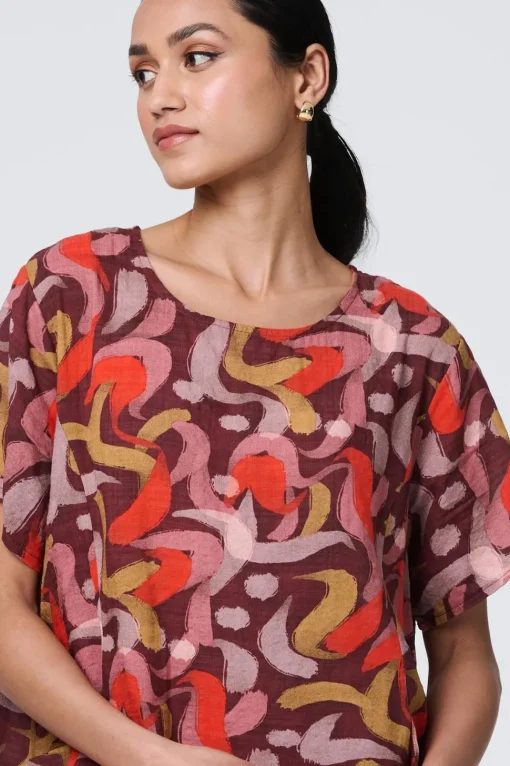 Printed Round Neck Tunic Dress