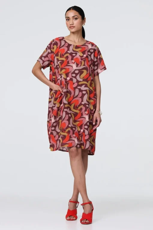 Printed Round Neck Tunic Dress
