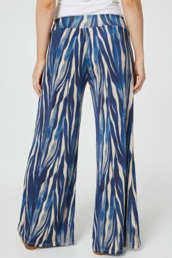 Printed Wide Leg Pull On Pants