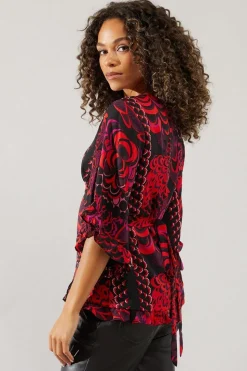 Printed Wrap Blouse