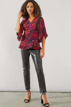 Printed Wrap Blouse
