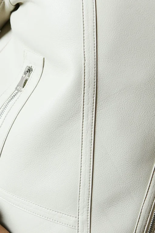 Pu Biker Jacket With Faux Fur Collar