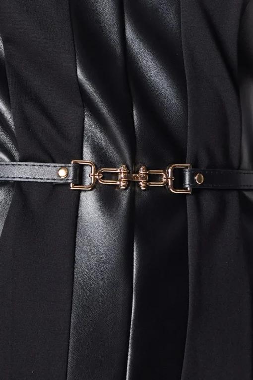 Pu Detail Ponte Shift Dress