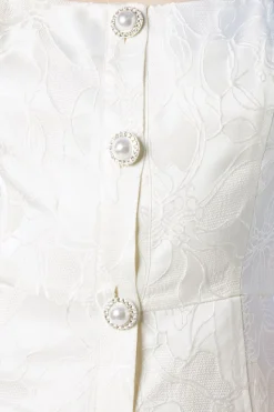 Puff Sleeve Jewel Button Bridal Mini Dress