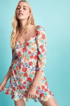 Puff Sleeve Mini Dress In Floral