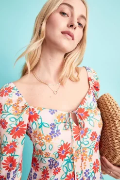 Puff Sleeve Mini Dress In Floral