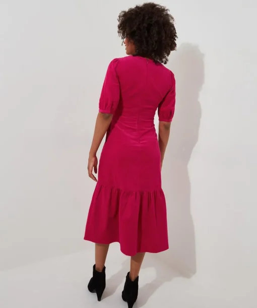 Puff Sleeve Vintage Cord Dress
