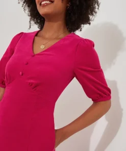 Puff Sleeve Vintage Cord Dress