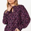 Purple Ditsy Keyhole Blouse