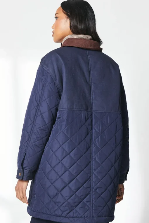 Quilted Contrast Cord Collar Jacket