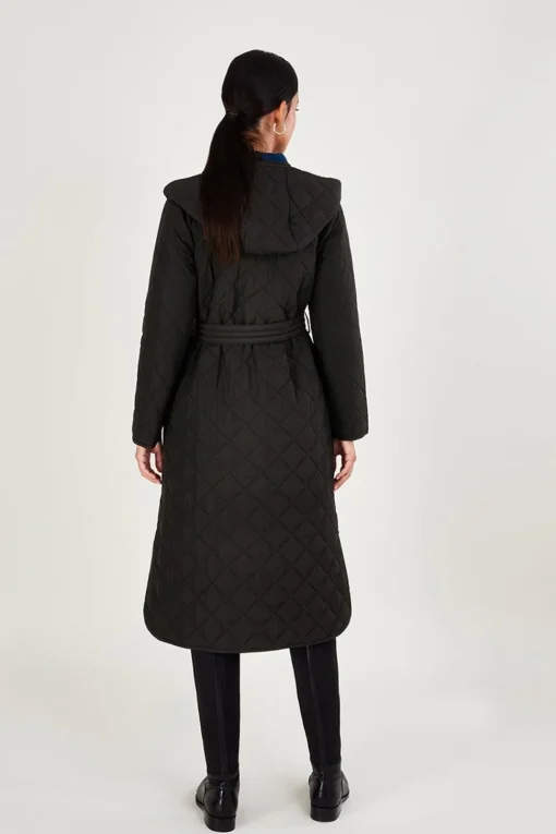 Quinn Quilted Hooded Longline Coat in Recycled Polyester
