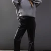 Real Leather Straight Leg Jogger