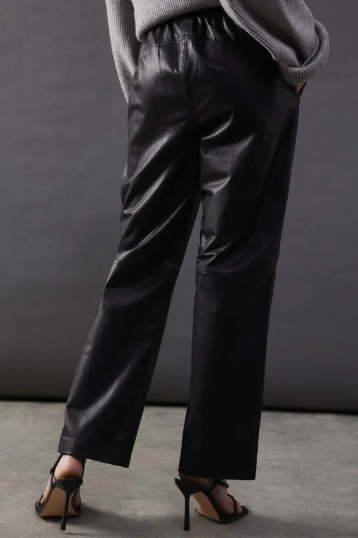Real Leather Straight Leg Jogger