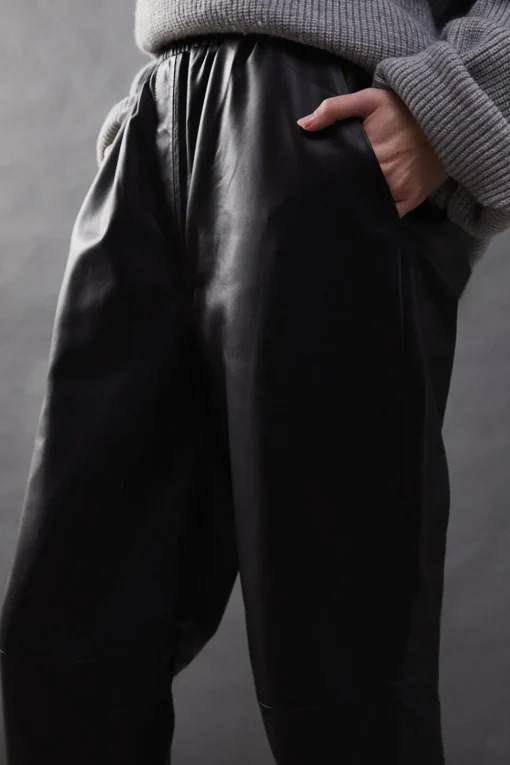 Real Leather Straight Leg Jogger