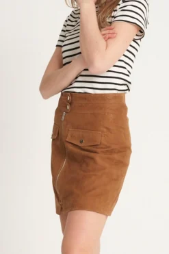 Real Suede Zip Skirt