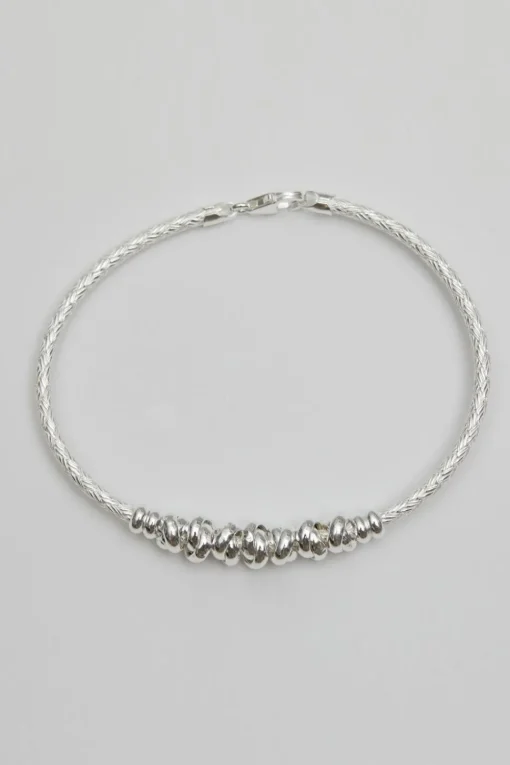 Recycled Sterling Silver 925 Love Knot Textured Bangle Bracelet