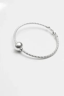 Recycled Sterling Silver 925 Polished Orb Cuff Bracelet