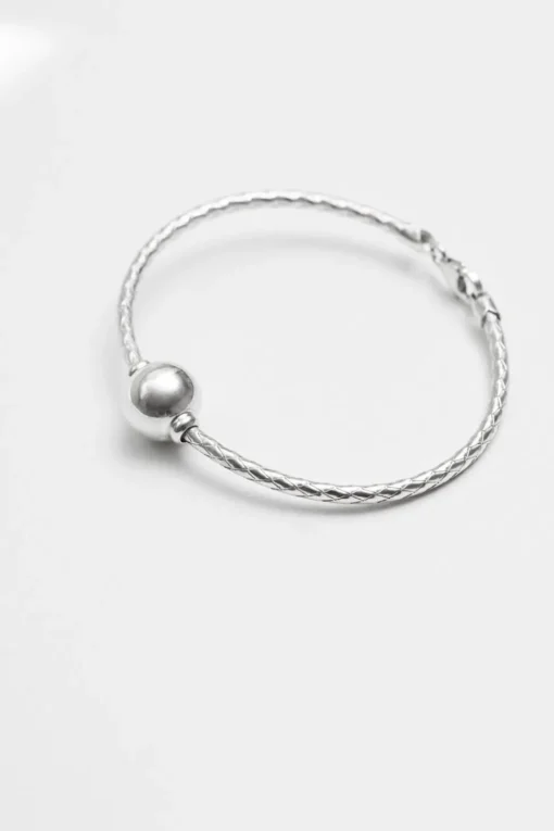 Recycled Sterling Silver 925 Polished Orb Cuff Bracelet
